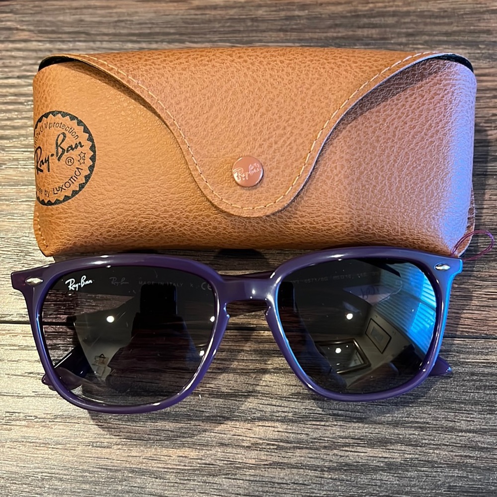 Authentic New Ray Ban Sunglasses- plum frame with grey gradient lens